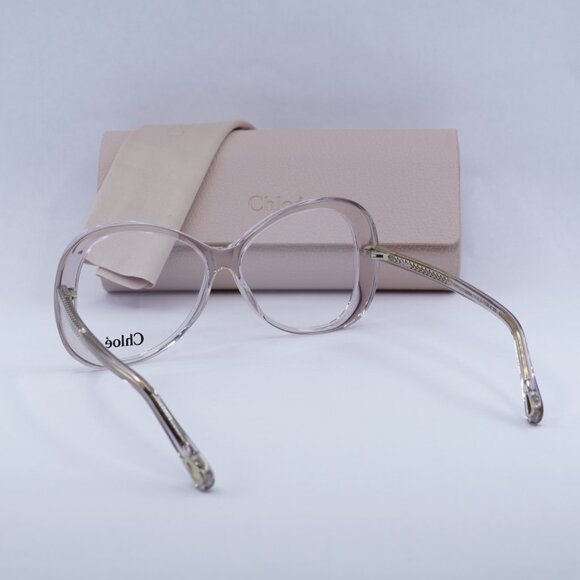 Chloe CH0011O 002 Eyeglasses Transparent Pink 56mm Butterfly Frame - Picture 10 of 10